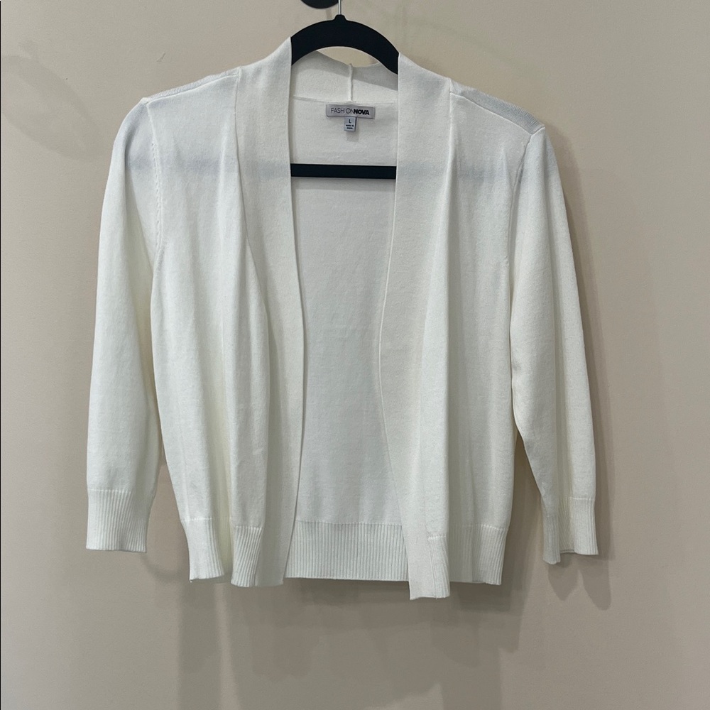 Fashion Nova Women's White Open-Front Cardigan